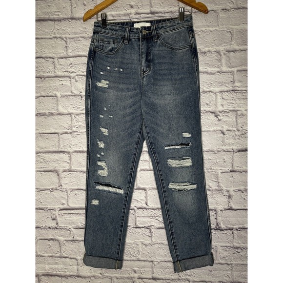 Vervet Frayed Hem Blue Distressed Medium Wash Jeans Women’s Size 25 Style‎ VT705 - Picture 1 of 7